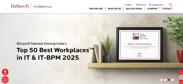 Birlasoft website homescreen