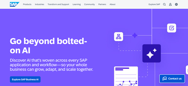 SAP india website homepage