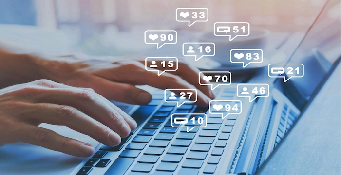 Social media engagement actions including likes, comments, shares, and saves.