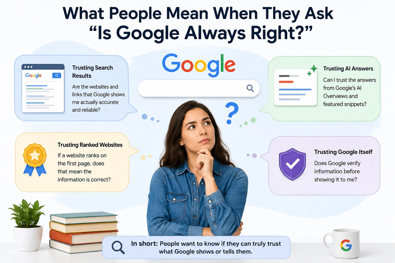 Person questioning the accuracy of Google search results and AI answers.