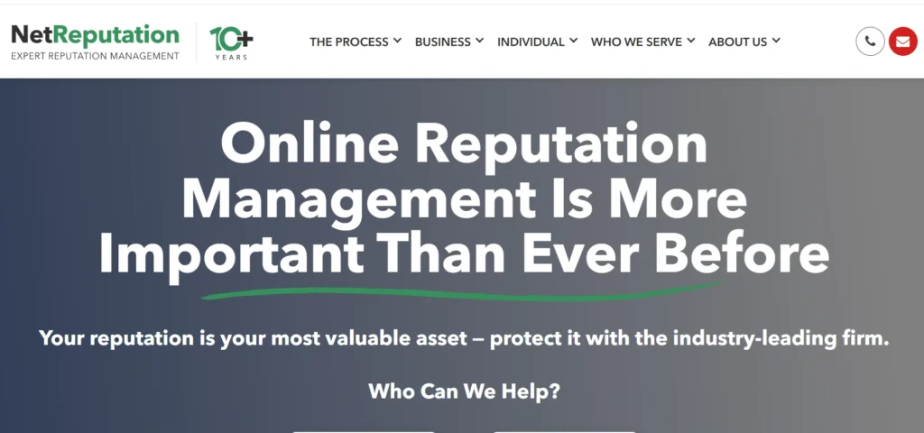Home page of NetReputation