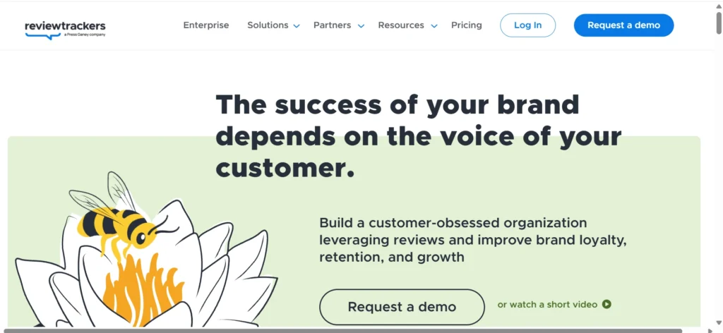 Home page of ReviewTrackers