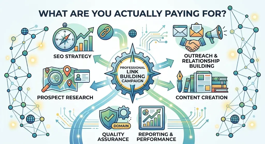 Professional link building campaign process infographic