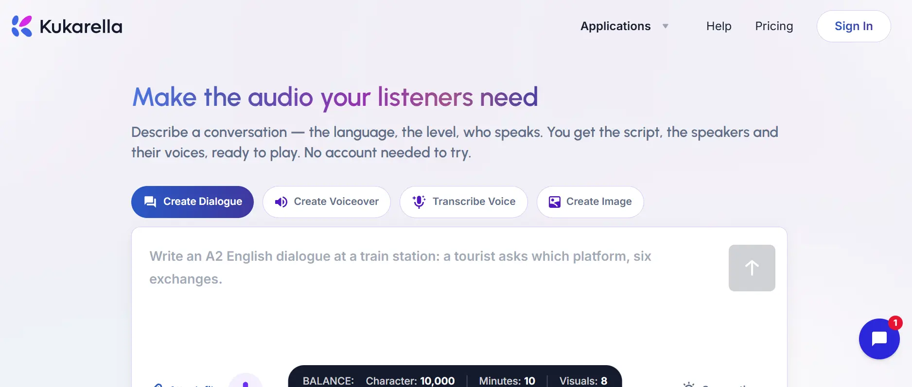 homepage of Kukarella