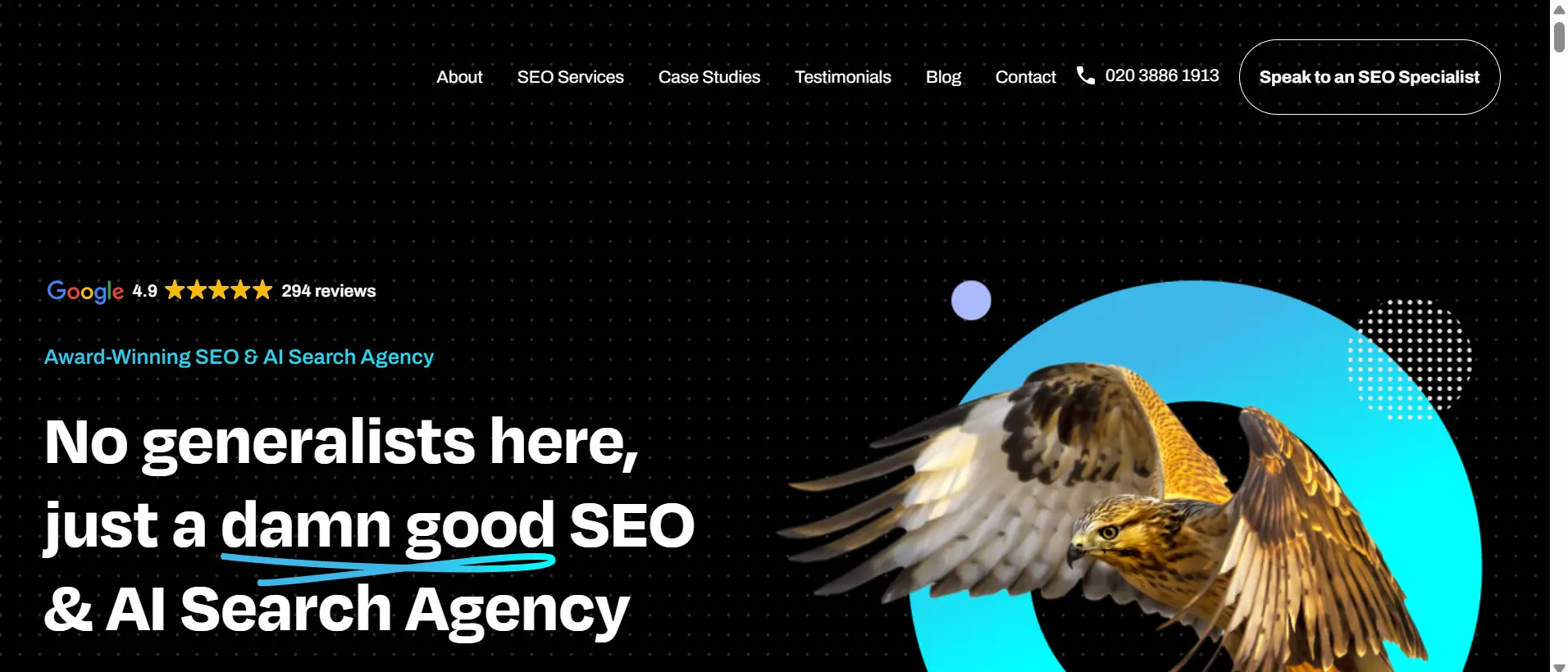homepage of StudioHawk UK